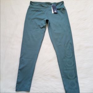 NWT adidas greenish blue leggings
